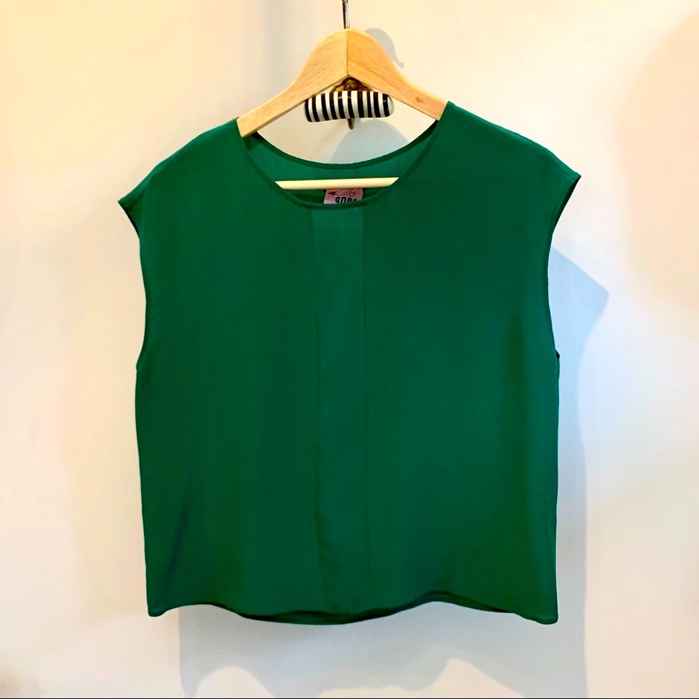 J. Crew green silk top